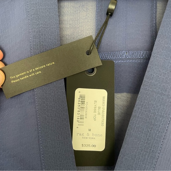 NWT Rag & Bone Elysse Sheer V-Neck Top & Camisole Airy Crepe Drawstring Size M - Picture 5 of 8